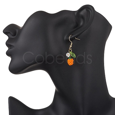 Handmade Glass Seed Beads Apple Dangle Earrings EJEW-MZ00575-04-1