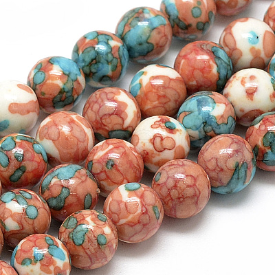 Synthetic Ocean White Jade Beads Strands G-S252-10mm-06-1