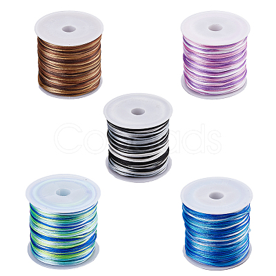 5 Rolls 5 Colors Segment Dyed Nylon Rattail Satin Cords NWIR-FH0001-04A-1