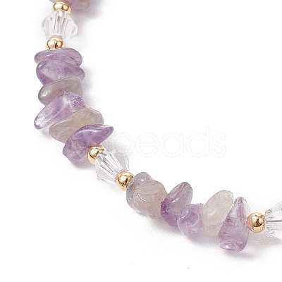Natural Amethyst Chip Beaded Bracelets for Women X-BJEW-JB11742-03-1