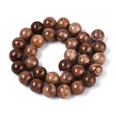 Natural Wood Lace Stone Wooden Jasper Beads Strands G-T143-30A-01-1