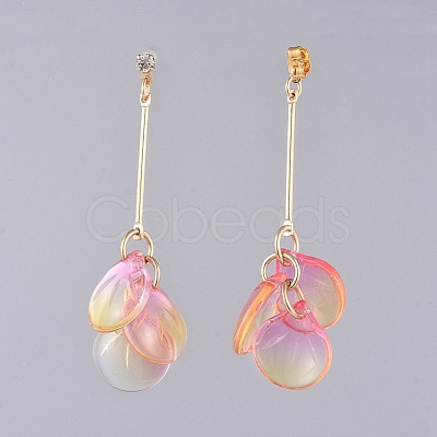 Glass Cluster Beads Dangle Ear Studs EJEW-JE03915-01-1