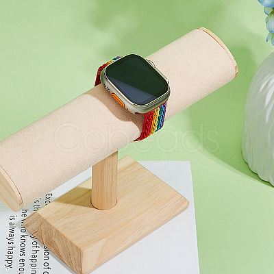 Velvet T-Bar Bracelet Display Stands with Wooden Base BDIS-WH0010-03B-1