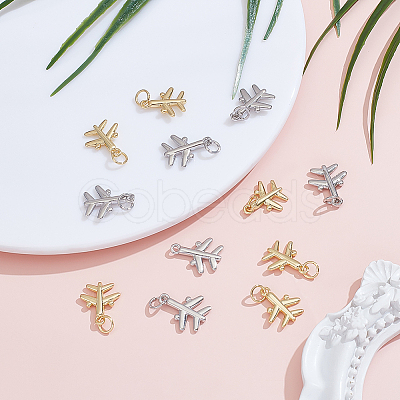 12Pcs 2 Colors Brass Charms KK-ME0001-48-1