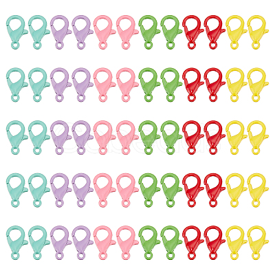 60Pcs 6 Colors Spray Painted Eco-Friendly Alloy Lobster Claw Clasps FIND-PH0004-93-1
