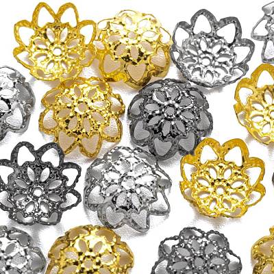 300Pcs 3 Style Iron Fancy Bead Caps IFIN-FS0001-07-1