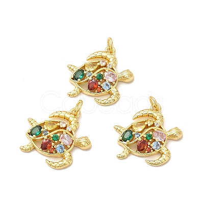 Rack Plating Eco-Friendly Brass Micro Pave Cubic Zirconia Pendants X-KK-A177-13G-1