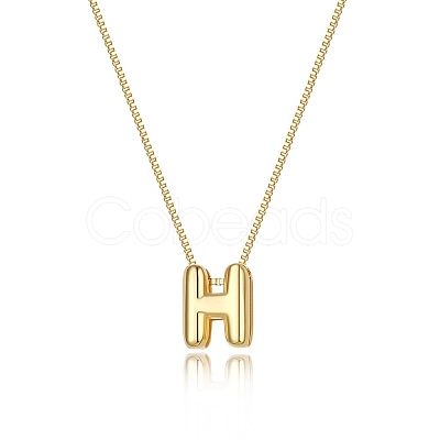 Brass Initial Pendant Box Chain Necklaces for Women FS-WG5C822-08-1
