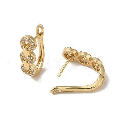 Brass Micro Pave Cubic Zirconia Hoop Earring EJEW-L271-10KCG-02-1
