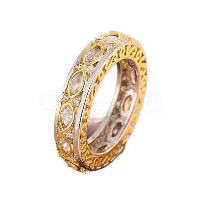 Brass Micro Pave Clear Cubic Zirconia Finger Rings for Women WG9A5FC-01-1
