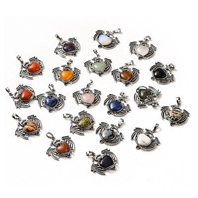 Natural & Synthetic Mixed Gemstone Heart Pendants KK-K331-01AS-1