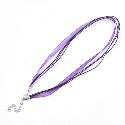 Waxed Cord and Organza Ribbon Necklace Making NCOR-T002-193-1