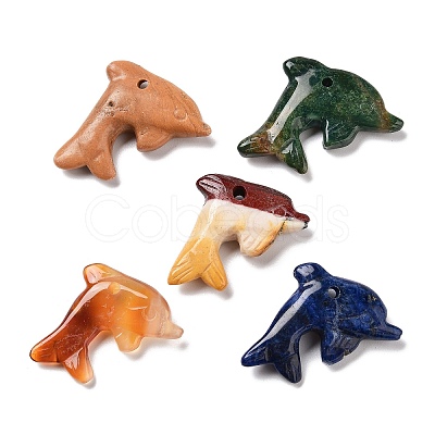 Natural Mookaite/Sodalite/Agate/Rhodonite Sea Animals Pendants G-K383-04-1