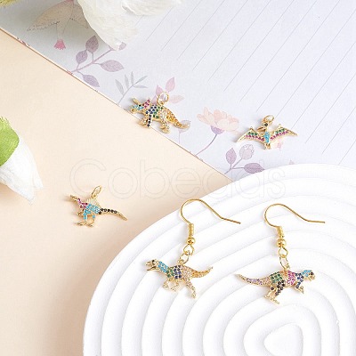 6Pcs 6 Style Rack Plating Brass Micro Pave Colorful Cubic Zirconia Pendants ZIRC-SZ0004-85-1