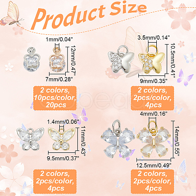 Alloy & Brass Cubic Zirconia Charms ZIRC-AR0001-26-1