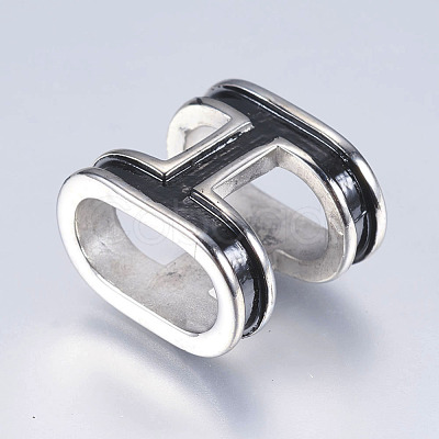 Leather Bracelet Findings Smooth Surface 304 Stainless Steel Enamel Slide Charms Beads STAS-I072-011P-1