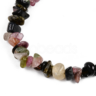 Unisex Chip Natural Tourmaline Beaded Stretch Bracelets BJEW-S143-43-1