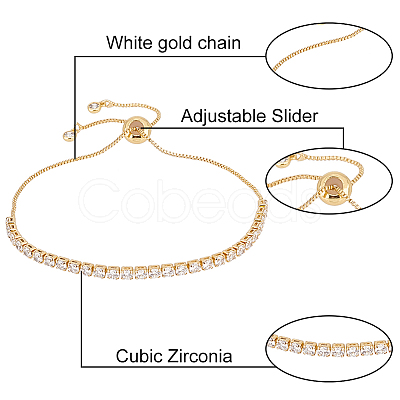 4Pcs 2 Colors Clear Cubic Zirconia Tennis Bracelet BJEW-HY0001-01-1