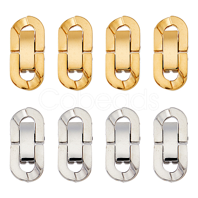 Unicraftale 8 Sets 2 Colors 304 Stainless Steel Fold Over Clasps STAS-UN0046-68-1