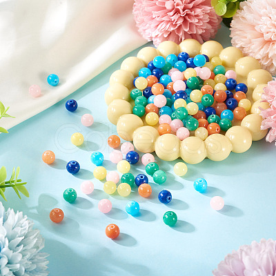 96Pcs 6 Colors Natural Mashan Jade Round Beads G-TA0002-36-1