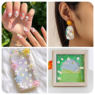 200Pcs Flower & Butterfly Resin Cabochons CRES-TA0001-89D-1