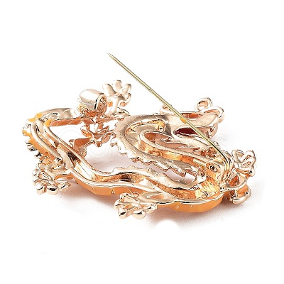 Dragon Alloy Rhinestone Brooches JEWB-K018-12KCG-1