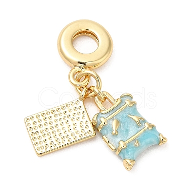 Brass Enamel European Dangle Charms KK-D027-13G-1