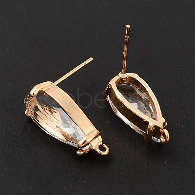K9 Glass Stud Earring Teardrop Findings KK-E071-25KCG-05-1