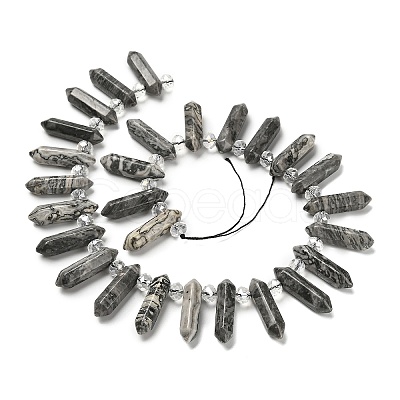 Natural Map Stone Double Terminated Point Beads Strands G-H069-A09-01-1