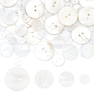 70Pcs 4 Styles 2-Hole Freshwater Shell Buttons BUTT-FG0001-16-1