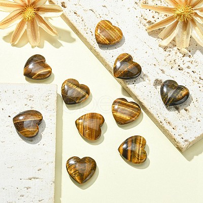 Natural Tiger Eye Heart Palm Stone G-YW0001-53-1