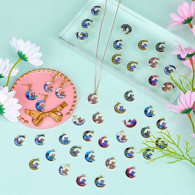 45Pcs 9 Colors Alloy Printed Pendants FIND-SZ0003-50-1