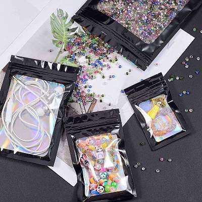 120Pcs 4 Style Rectangle Zip Top Plastic Glitter Holographic Bags OPP-SZ0001-02-1