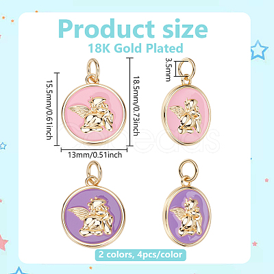 8Pcs 2 Colors Brass Enamel Pendants KK-BC0015-14-1
