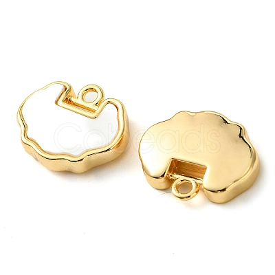 Brass Pave Shell Charms KK-M277-04B-G-1