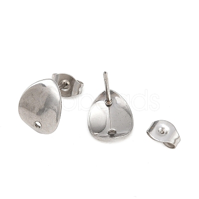 Non-Tarnish 304 Stainless Steel Oval Stud Earring Findings STAS-R063-39-1