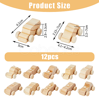 2 Sets 2 Style Unfinished Blank Wood Cars DIY-FH0006-32-1