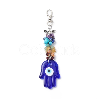 Handmade Lampwork Evil Eye Pendant Decoration HJEW-JM00773-01-1