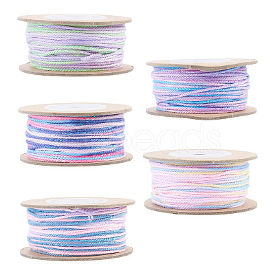 5 Rolls 5 Colors Segment Dyed Macrame Cotton Cord OCOR-TA0004-05C-1