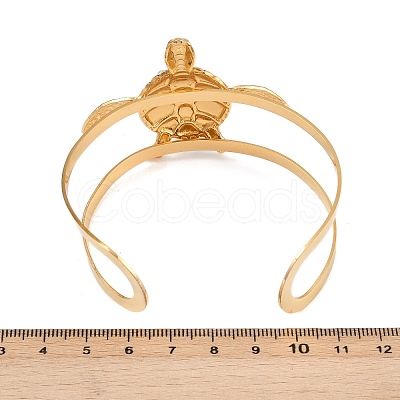 Turtle 304 Stainless Steel Enamel Cuff Bangles for Women BJEW-A049-04C-G-1