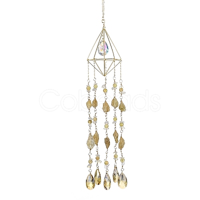 Rough Raw Natural Citrine Wind Chime HJEW-P015-06-1