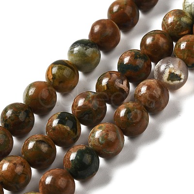 Natural Rhyolite Jasper Bead Strands G-G684-01-8mm-1