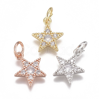 Brass Micro Pave Cubic Zirconia Charms ZIRC-F111-11-1