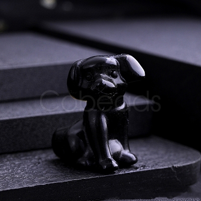 Natural Obsidian Carved Dog Statue PW-WG97821-12-1
