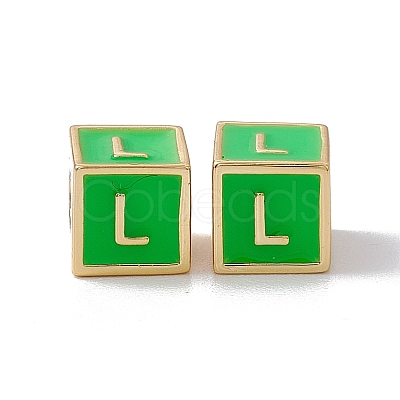 Rack Plating Brass Enamel Beads KK-B060-04G-02L-1