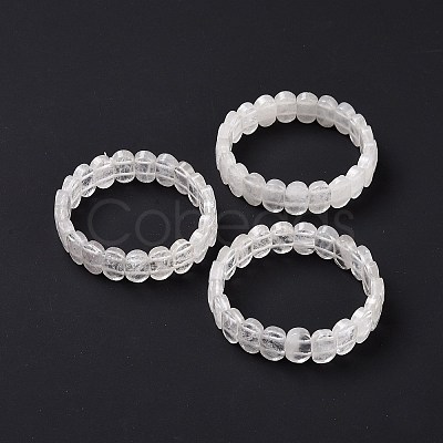 Natural Quartz Crystal Oval Beaded Stretch Bracelet G-E010-01P-1