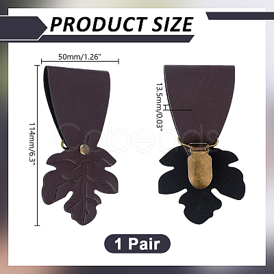 1 Pair Leaf Leather Buckles KEYC-HY0001-39-1