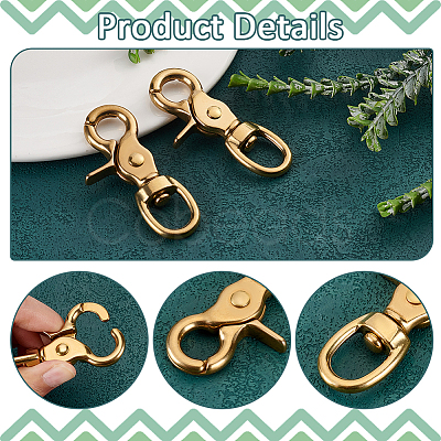 PandaHall Elite 2Pcs Brass Swivel Snap Hook Clasps FIND-PH0018-33-1