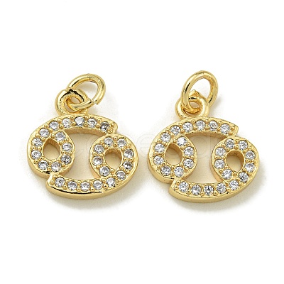 Rack Plating Brass Micro Pave Cubic Zirconia Pendants KK-K386-02J-G-1