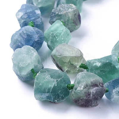 Natural Gemstone Fluorite Rough Nuggets Bead Strands G-E219-08A-1